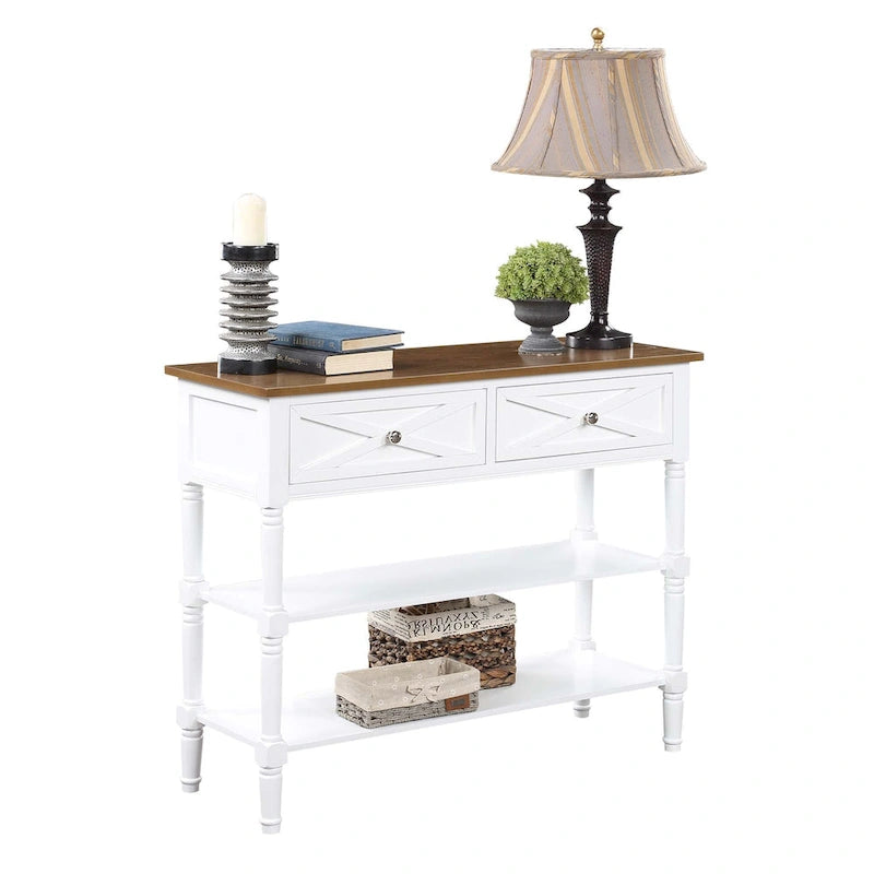 Convenience Concepts Country Oxford 2 Drawer Console Table with Shelves