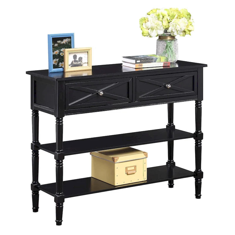 Convenience Concepts Country Oxford 2 Drawer Console Table with Shelves
