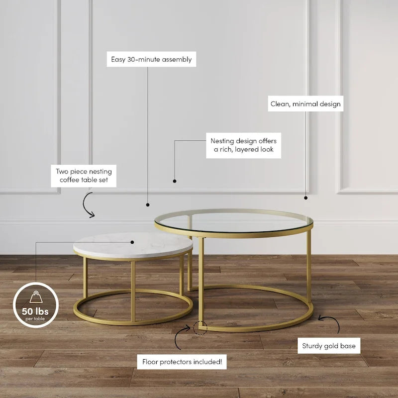 Nathan James Stella Round Nesting Coffee Table Set of 2