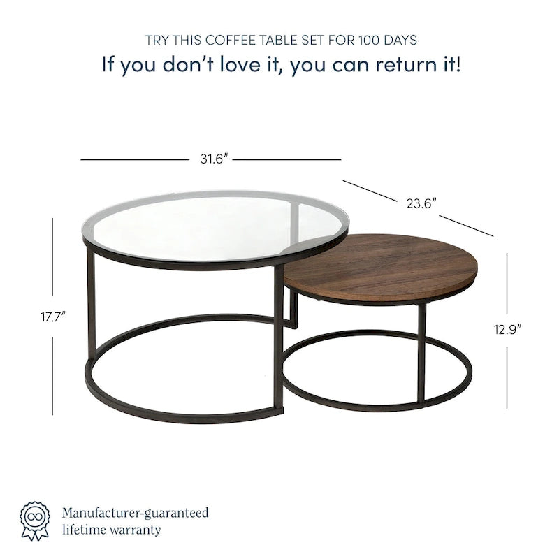 Nathan James Stella Round Nesting Coffee Table Set of 2