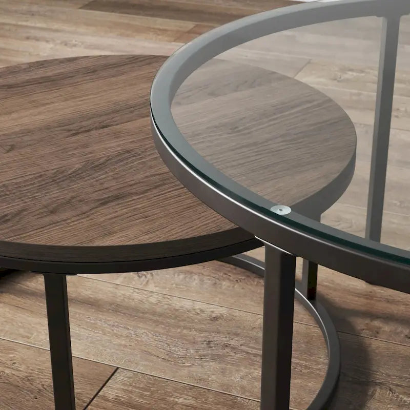 Nathan James Stella Round Nesting Coffee Table Set of 2