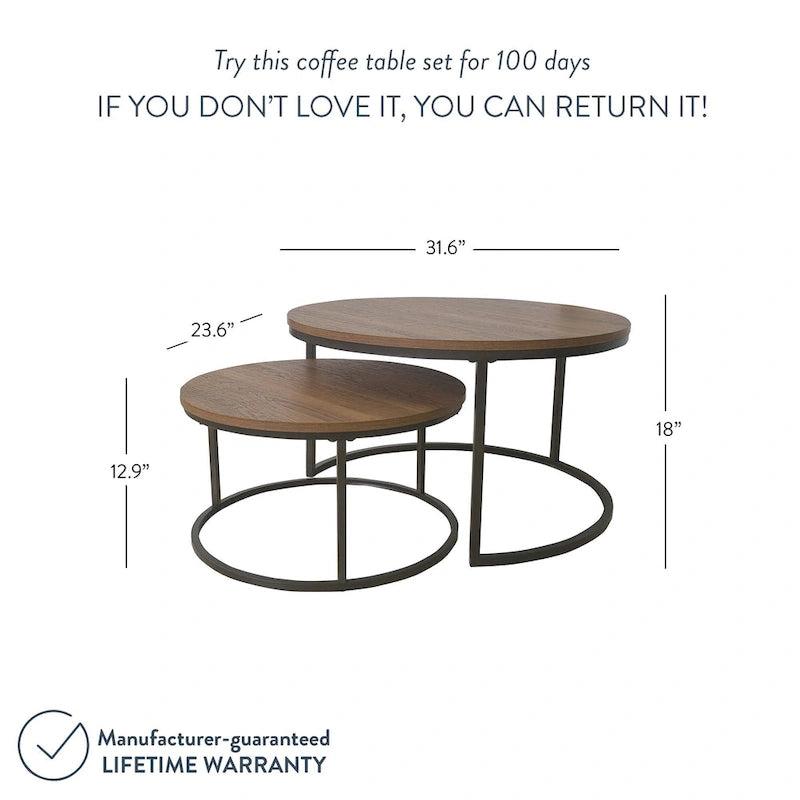 Nathan James Stella Round Nesting Coffee Table Set of 2