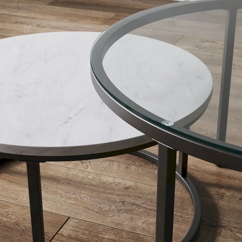 Nathan James Stella Round Nesting Coffee Table Set of 2