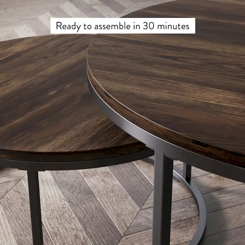 Nathan James Stella Round Nesting Coffee Table Set of 2