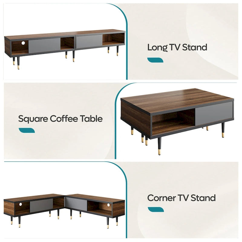 Modern TV Stand up to for 85 inch TVs Entertainment Center with Storage - 80 inch