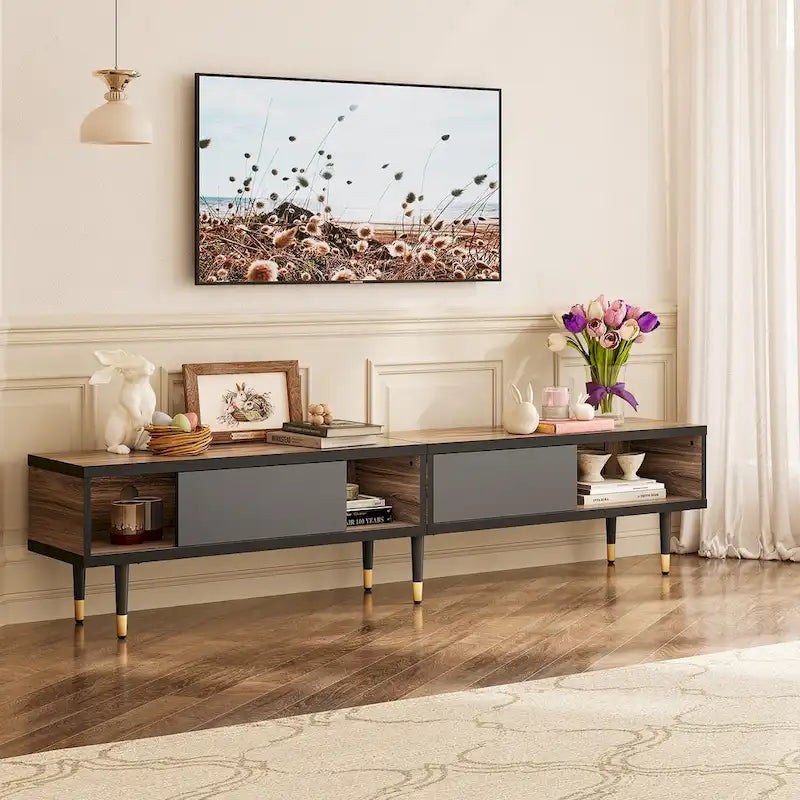 Modern TV Stand up to for 85 inch TVs Entertainment Center with Storage - 80 inch