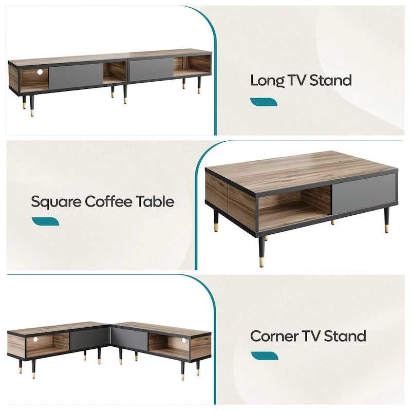 Modern TV Stand up to for 85 inch TVs Entertainment Center with Storage - 80 inch