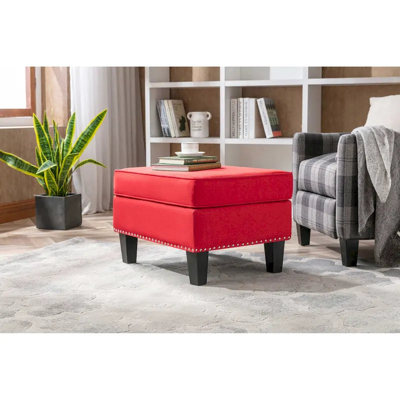Porthos Home Yule Fabric Accent Ottoman Footstool