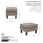 Porthos Home Yule Fabric Accent Ottoman Footstool