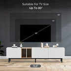 Modern TV Stand for 80 TV with 3 Doors, Media Console Table, Entertainment Center with Large Storage Cabinet for Living Room