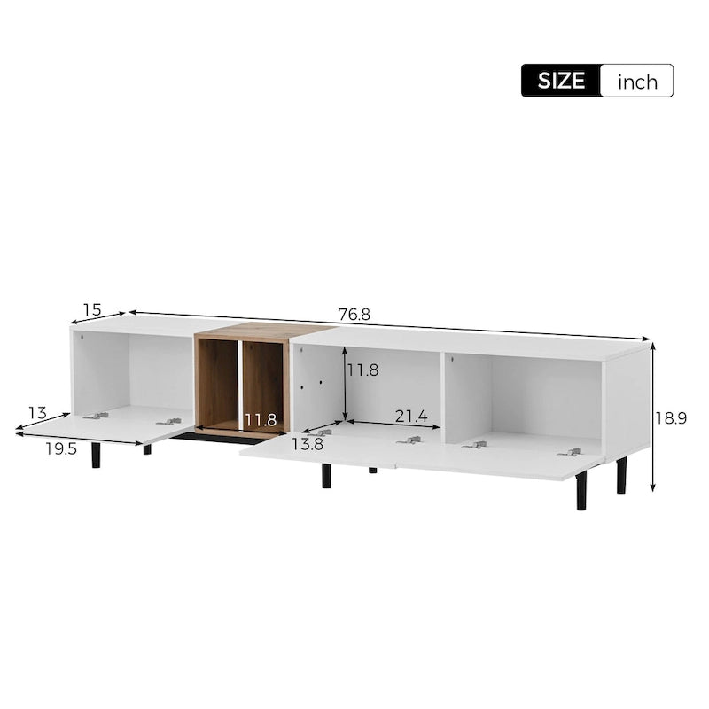 Modern TV Stand for 80 TV with 3 Doors, Media Console Table, Entertainment Center with Large Storage Cabinet for Living Room