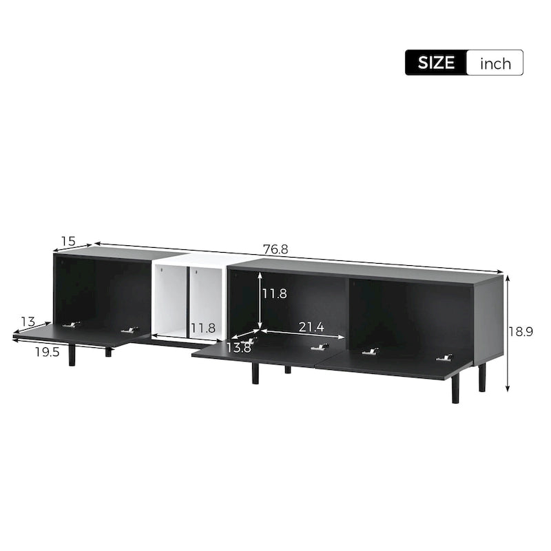 Modern TV Stand for 80 TV with 3 Doors, Media Console Table, Entertainment Center with Large Storage Cabinet for Living Room