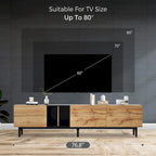 Modern TV Stand for 80 TV with 3 Doors, Media Console Table, Entertainment Center with Large Storage Cabinet for Living Room