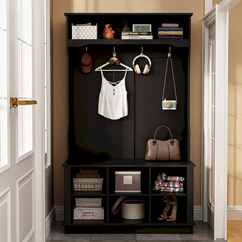 Hall Tree Storage Bench Shoe Rack Entryway Hall Tree Shoe Storage
