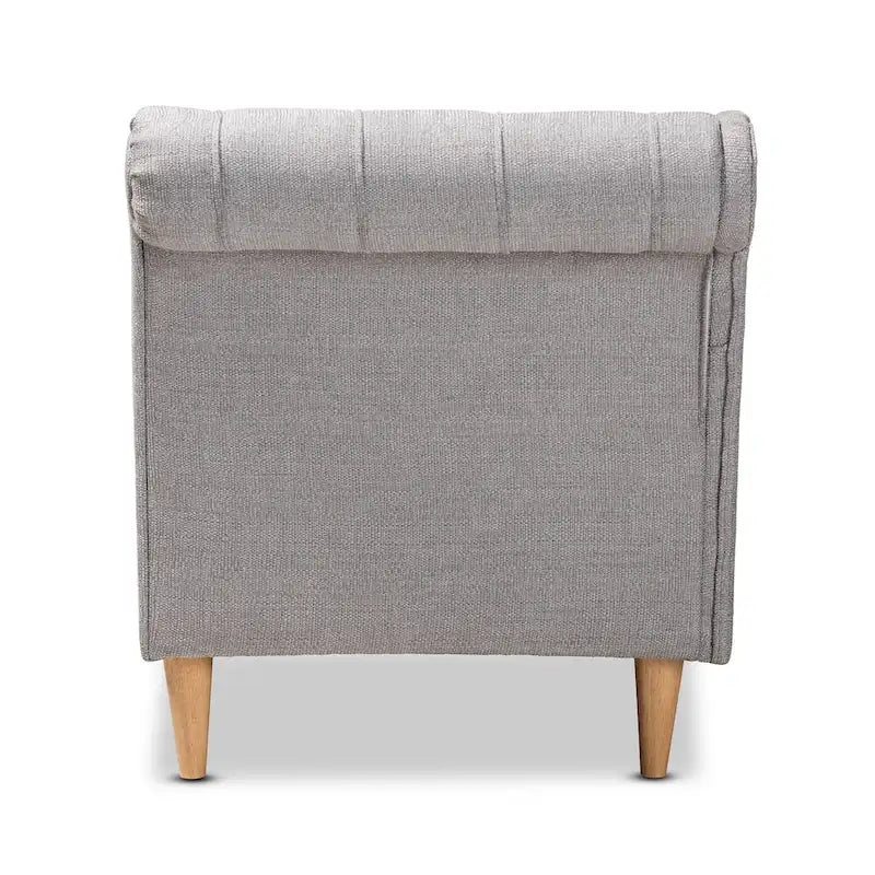 Baxton Studio Emeline Fabric Upholstered Oak Finished Wood Chaise Lounge