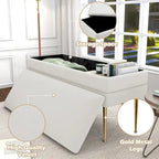 Velvet Storage Ottoman Bench with Metal Legs