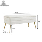 Velvet Storage Ottoman Bench with Metal Legs