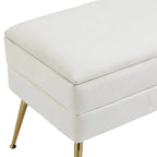 Velvet Storage Ottoman Bench with Metal Legs