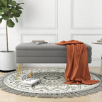 Velvet Storage Ottoman Bench with Metal Legs