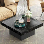 Farmhouse Coffee Table Square LED Coffee Table Engineered Wood Coffee Table