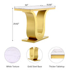 50 inch Luxury Console Table Rectangle Living Room White Sofa Entryway Table with Stainless Steel U Base