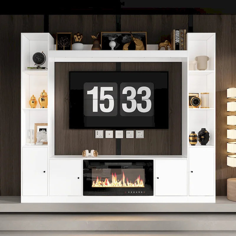 TV Stand/Electric Fireplace Ensemble Cozy Stylish Living Room Solution
