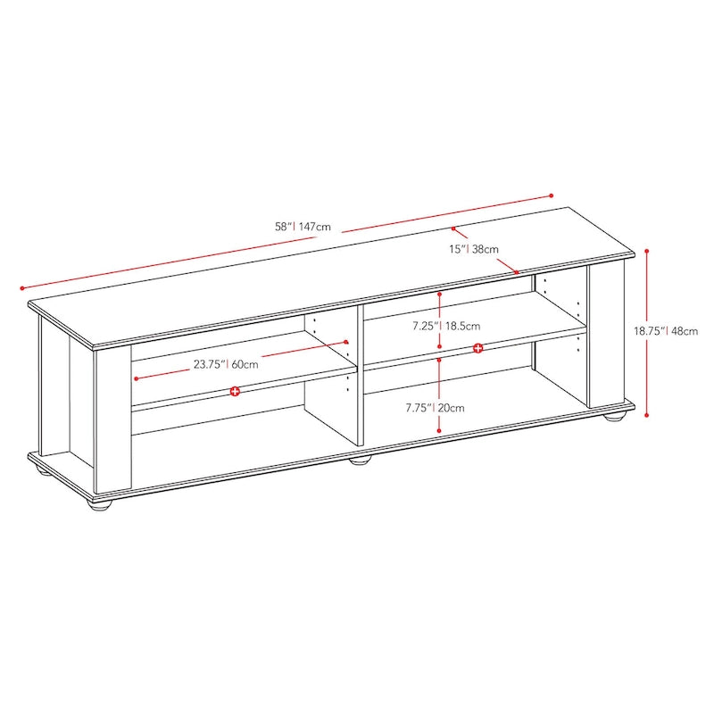 Black TV Stand, accommodates TVs up to 55 or 75