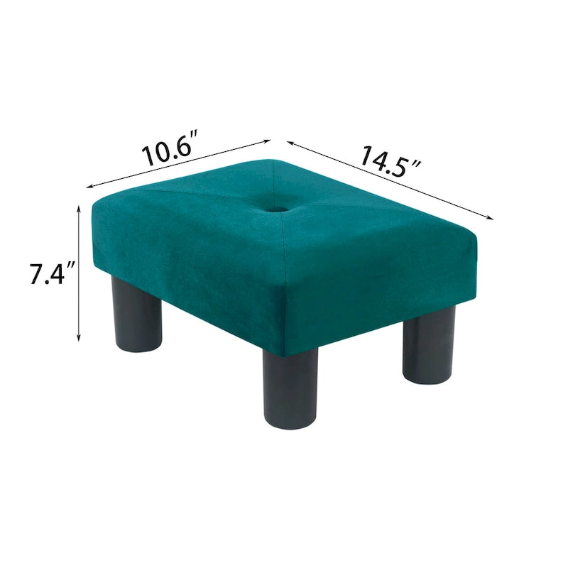 Adeco Velvet Foot Stool Ottoman with Tufted Button