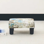Adeco Velvet Foot Stool Ottoman with Tufted Button