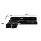 Black Velvet Upholstered Sectional Sofa