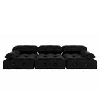 Black Velvet Upholstered Sectional Sofa
