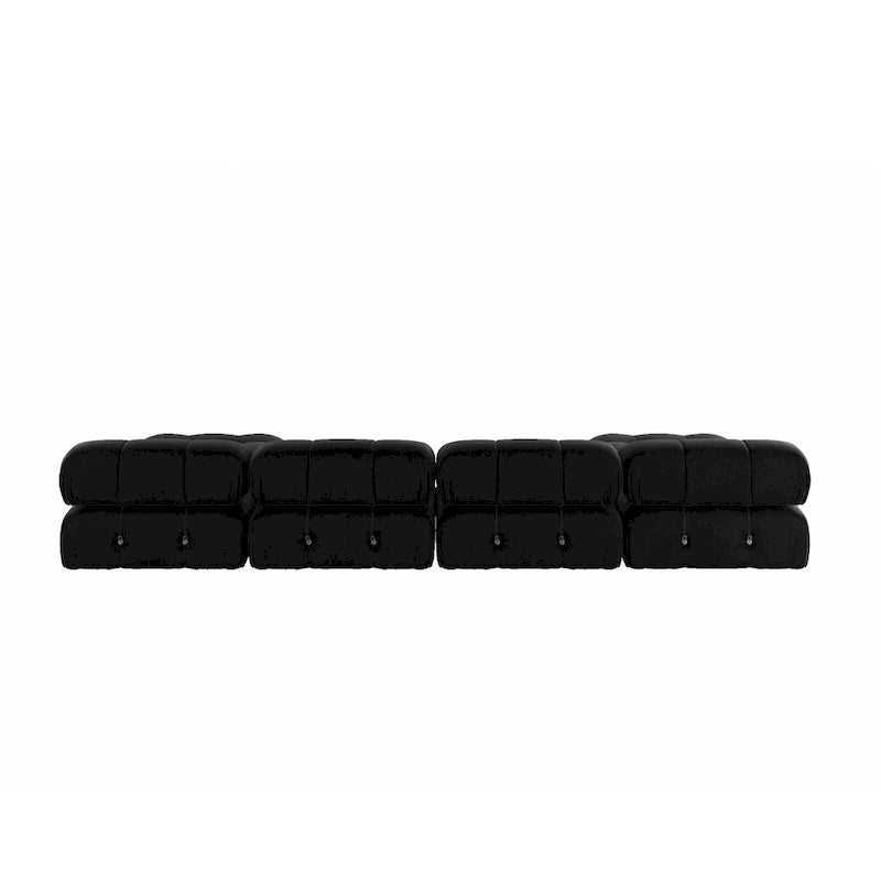 Black Velvet Upholstered Sectional Sofa