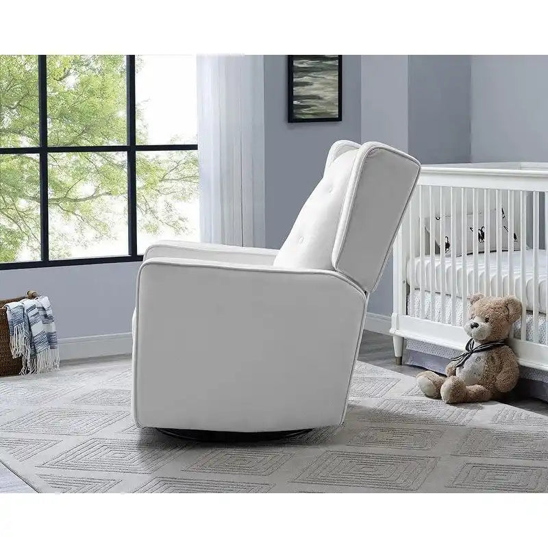 Octavia Solid Wood Microfiber Swivel Glider Rocker Recliner Chair, For Living Room, Bed Room