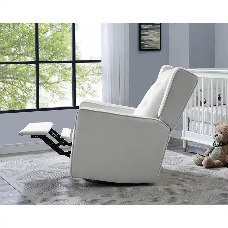Octavia Solid Wood Microfiber Swivel Glider Rocker Recliner Chair, For Living Room, Bed Room