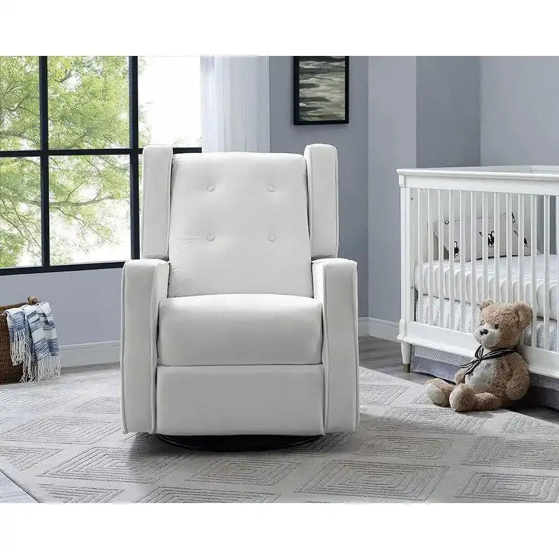 Octavia Solid Wood Microfiber Swivel Glider Rocker Recliner Chair, For Living Room, Bed Room
