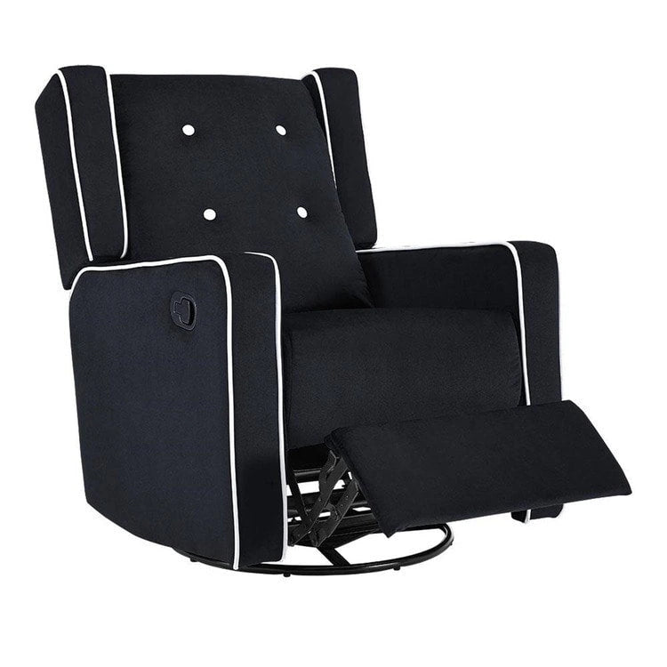 Octavia Solid Wood Microfiber Swivel Glider Rocker Recliner Chair, For Living Room, Bed Room