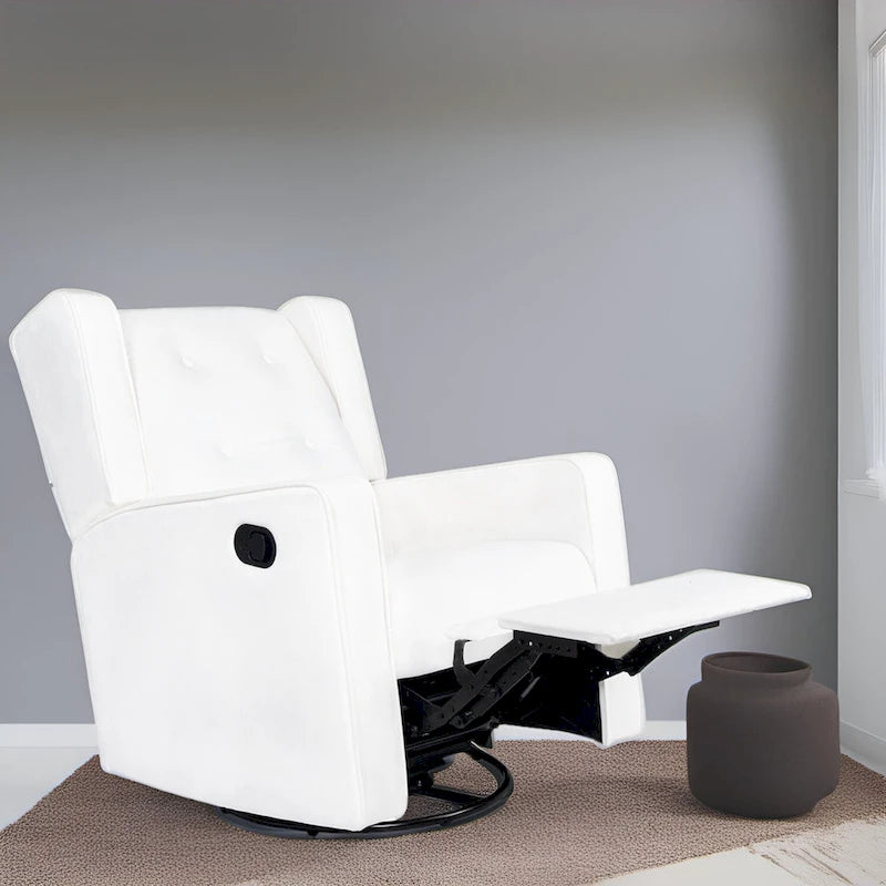 Octavia Solid Wood Microfiber Swivel Glider Rocker Recliner Chair, For Living Room, Bed Room