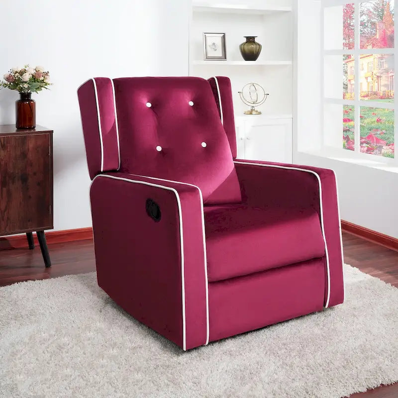 Octavia Solid Wood Microfiber Swivel Glider Rocker Recliner Chair, For Living Room, Bed Room