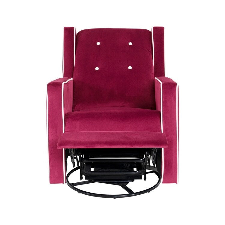 Octavia Solid Wood Microfiber Swivel Glider Rocker Recliner Chair, For Living Room, Bed Room