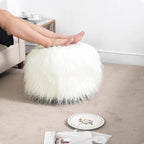 Adeco Unstuffed Ottoman Round Pouf Cushion Covers Faux Fur Foot Stool