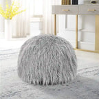 Adeco Unstuffed Ottoman Round Pouf Cushion Covers Faux Fur Foot Stool