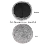 Adeco Unstuffed Ottoman Round Pouf Cushion Covers Faux Fur Foot Stool