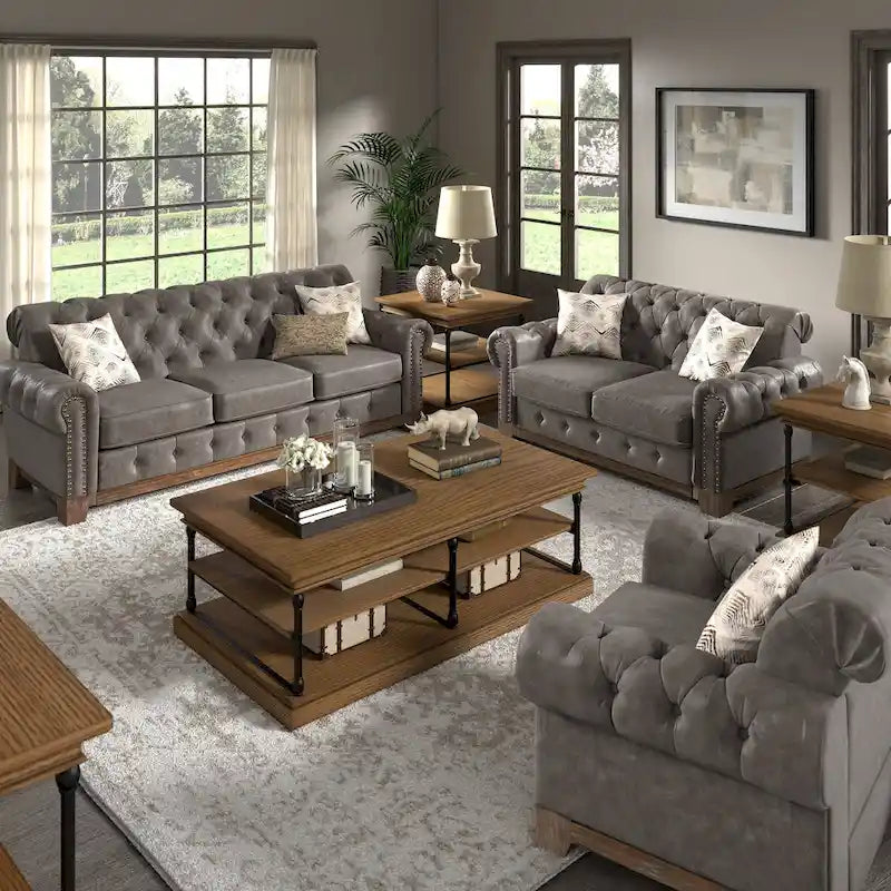 Greenwich Tufted Rolled Arm Nailhead Chesterfield Loveseat by iNSPIRE Q Artisan