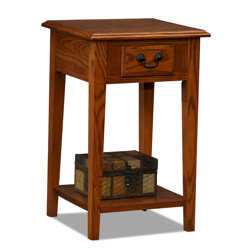 Leick Home One Drawer Square Side Table with Shelf