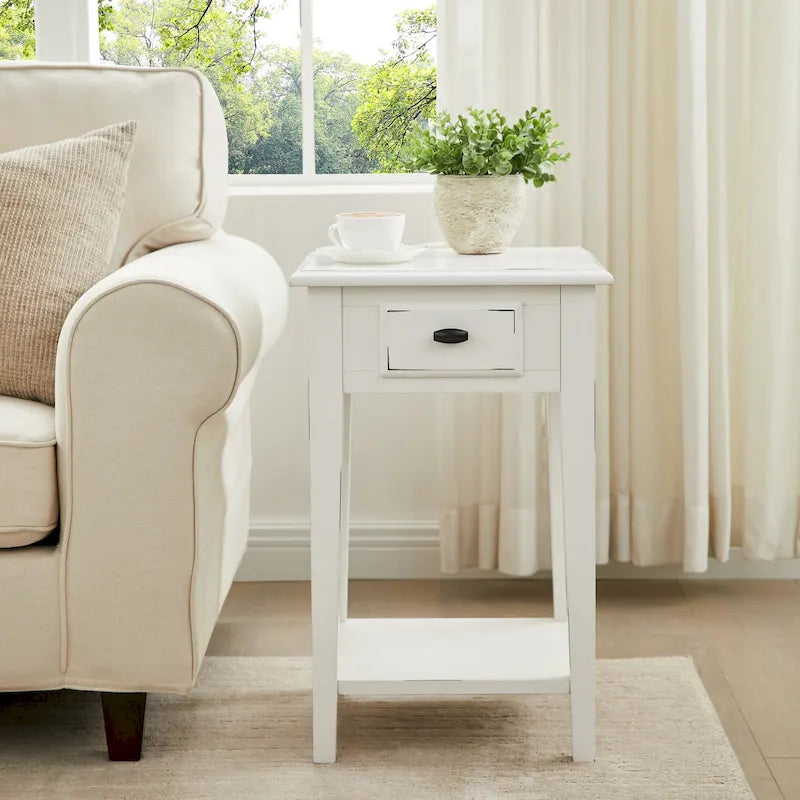 Leick Home One Drawer Square Side Table with Shelf