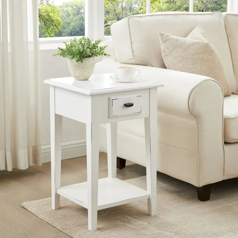 Leick Home One Drawer Square Side Table with Shelf