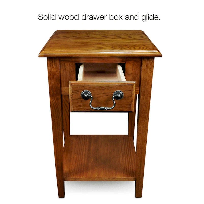 Leick Home One Drawer Square Side Table with Shelf