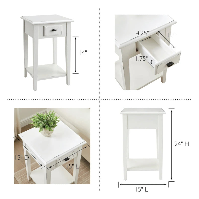Leick Home One Drawer Square Side Table with Shelf