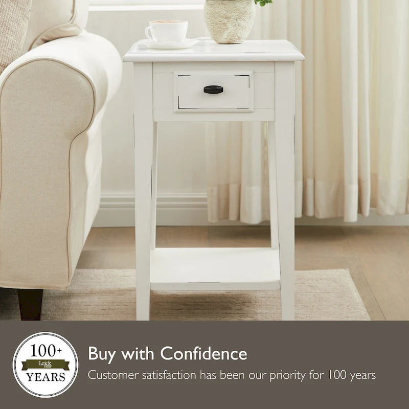 Leick Home One Drawer Square Side Table with Shelf