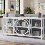 70.9 inch Extra Long Console Table with 3 Tier Wood Storage Shelves